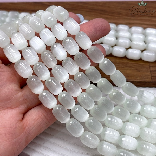 Селенит светло-зеленый (тонированный) бочата 12*8 мм 