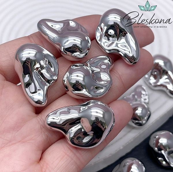 29*19,5 мм Цвет серебро, Бусина фриформ