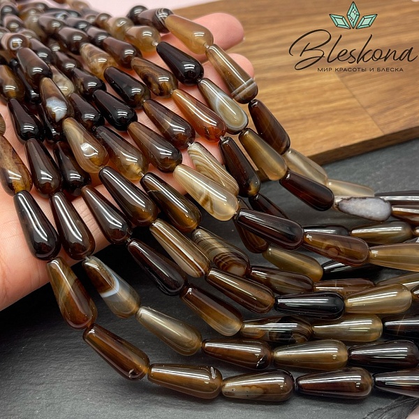 Агат коричневый капля 20*8 мм 