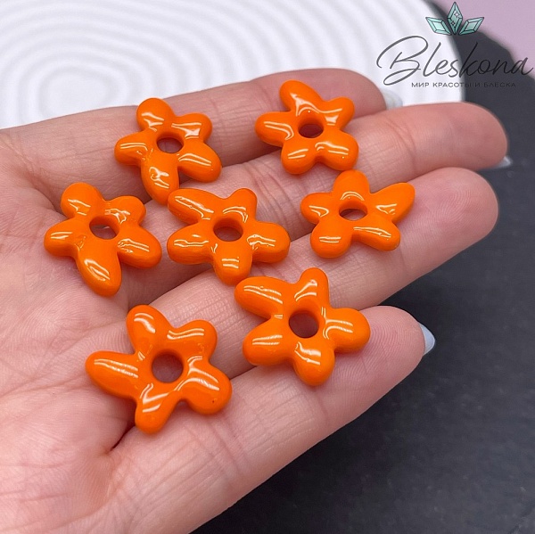 20*16 мм Подвеска цветок оранжевый