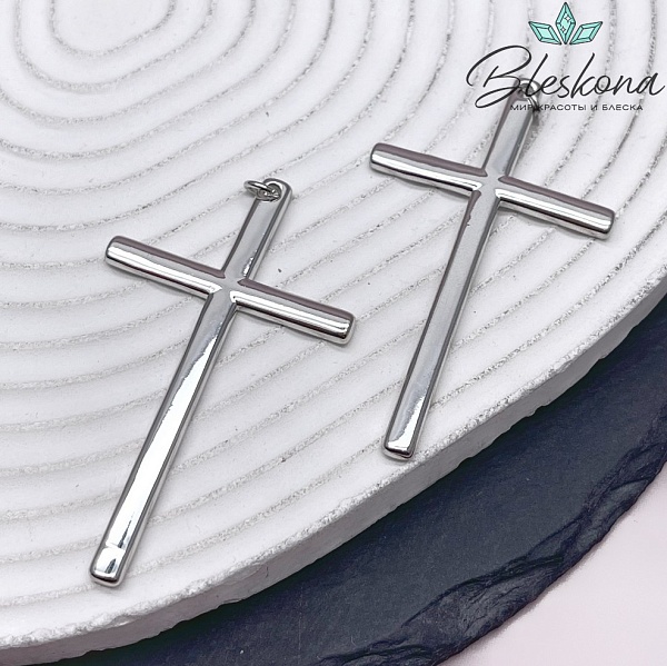 54,5*32,5 мм Цвет серебро, Подвеска Крест гладкий 