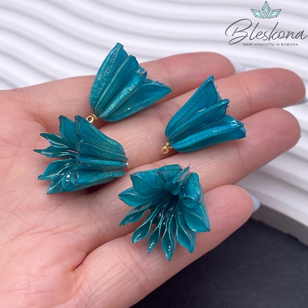 23-28 мм Подвеска Колокольчик в эпоксидной смоле бирюзовый