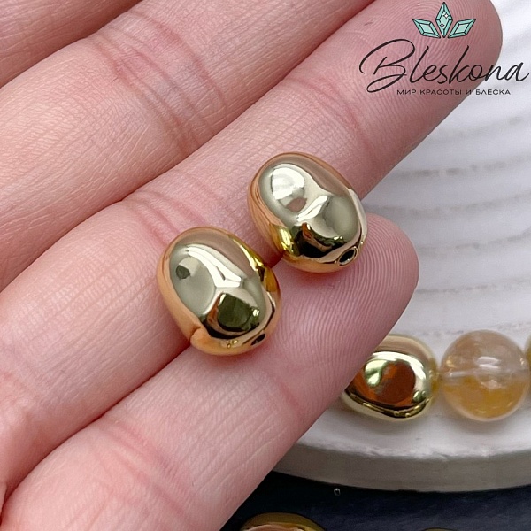 12*10 мм Цвет золото, Бусина фриформ