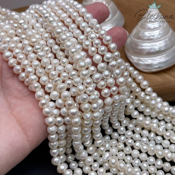 Жемчуг шар белый №3 5,5-6 мм 