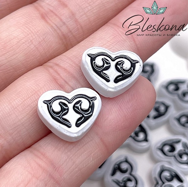 12*15 мм Бусина Этно сердце серое