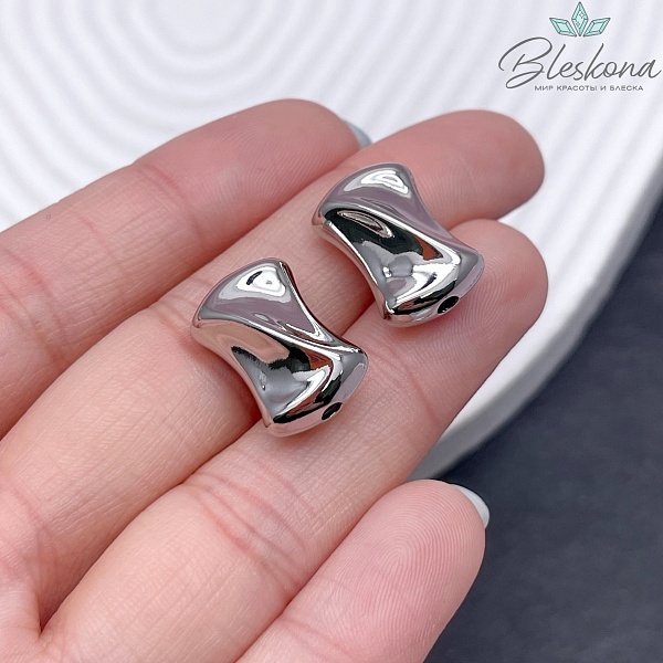 17,5*12 мм Цвет серебро, Бусина крупная фриформ  