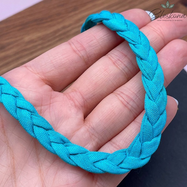 Шнурок косичка под кулон цвет бирюзовый №1, золото 40 см