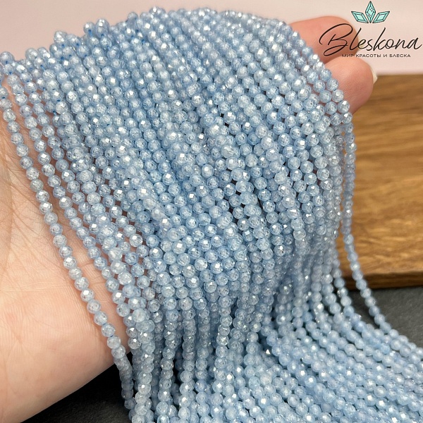 Циркон Glow светло-синий огранка 3 мм (кубический цирконий, фианит) 