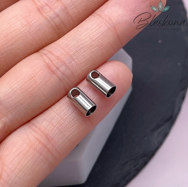 9*4,5 мм, Цвет серебро, Зажим-Концевик для шнура сет 2 шт  