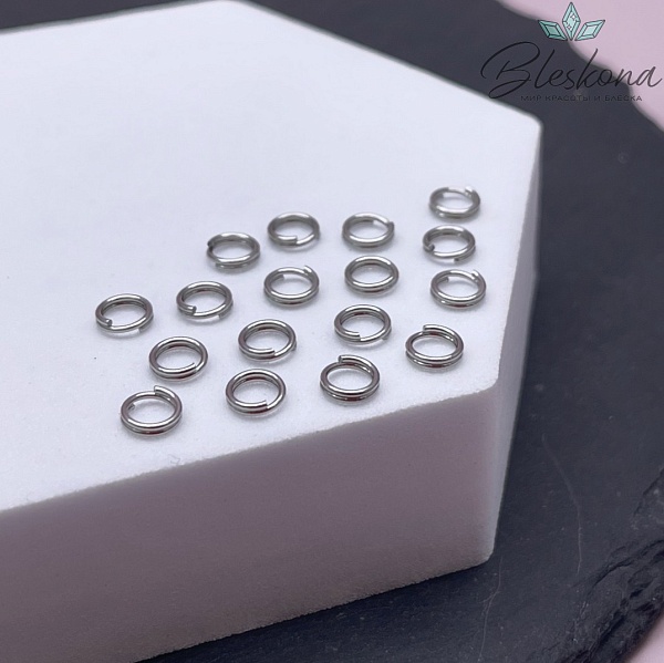 5*1,3 мм Цвет серебро, Колечки двойные уп. 1 гр