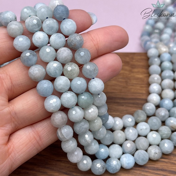 8 мм Аквамарин шар огранка №4