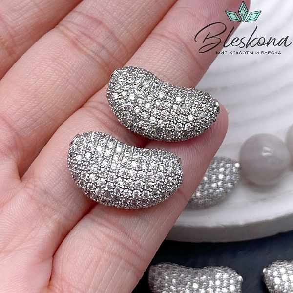 22*12,6 мм Цвет серебро, Бусина цирконы 