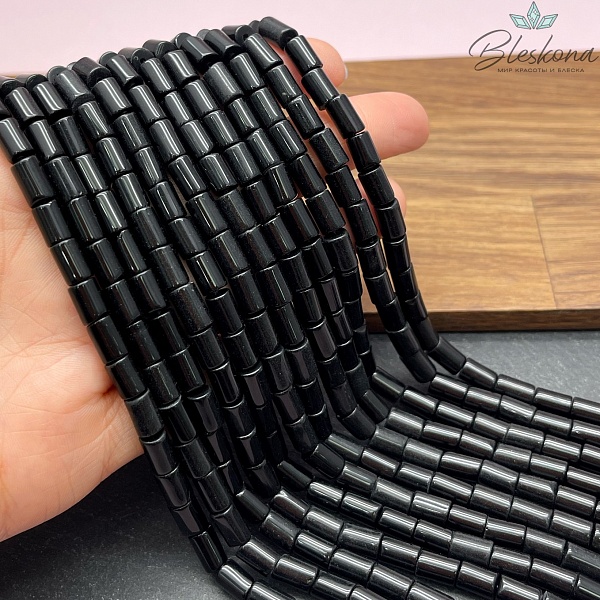 Обсидиан черный трубочки 7*5 мм