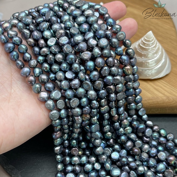 Жемчуг барочный черный хамелеон 7-8 мм 