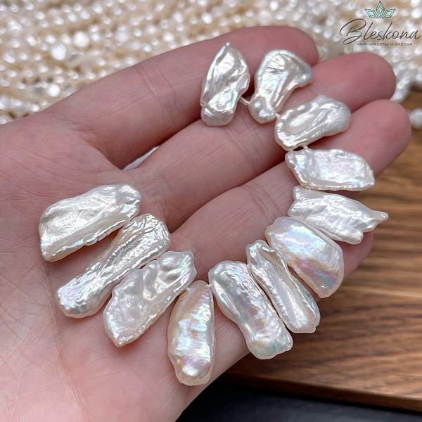 Жемчуг Бива белый сет 9 см (14-19)*(5-8) мм