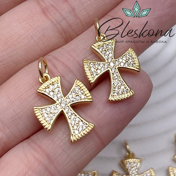 20*14,5 мм Цвет золото, Подвеска Крест с цирконами 