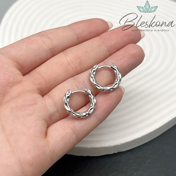 17,5мм Цвет серебро, Швензы бублик Конго мятые Люкс 