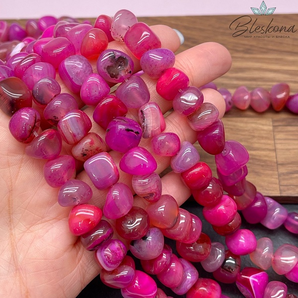 Агат розовый (тонированный) галтовка фриформ   (7-11)*(10-11) мм 