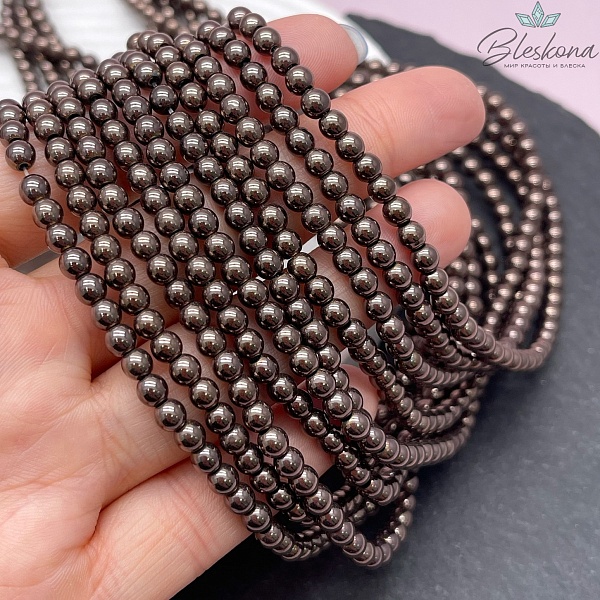 4 мм Гематин имитация, цвет коричневый  (шоколадный)