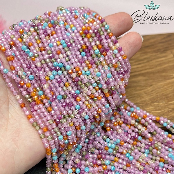 Циркон Glow микс огранка №1 3 мм (кубический цирконий, фианит) 