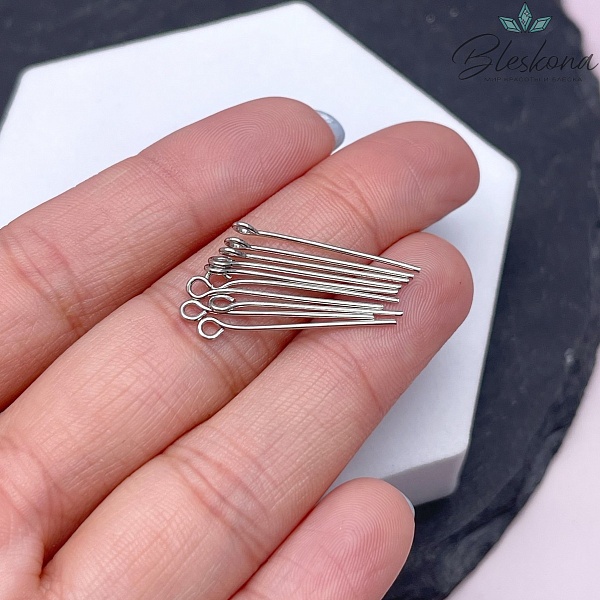 2,5 см*0,7 мм Цвет серебро, Пины петелька жесткие уп. 10 шт.