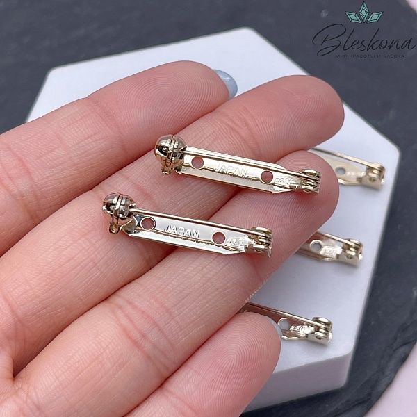 28*5 мм Цвет золото, Японская булавка для броши с фиксатором