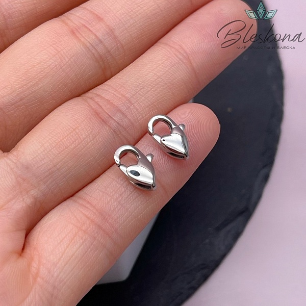 11 мм Цвет серебро, Замок лобстер сердечко