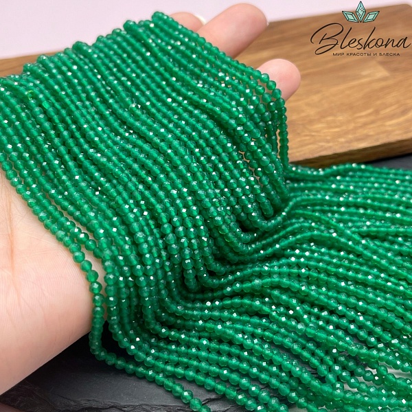 Халцедон зеленый алмазная огранка 3 мм