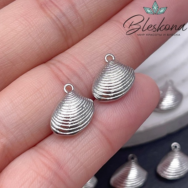 11*12 мм Цвет серебро, Подвеска Ракушка закрытая