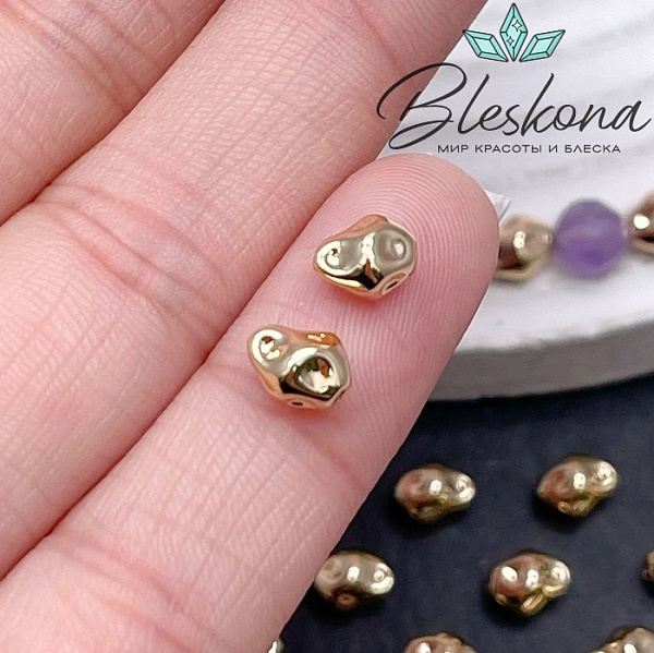 6*5 мм Цвет золото, Бусина фактурная фриформ