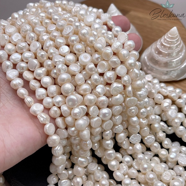 Жемчуг барочный белый №2 7-8 мм 