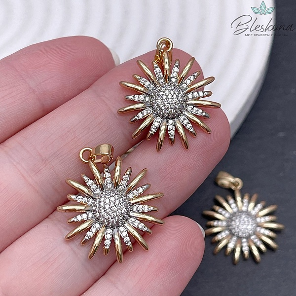 24*21 мм Цвет Биколор, Подвеска Подсолнух цирконы