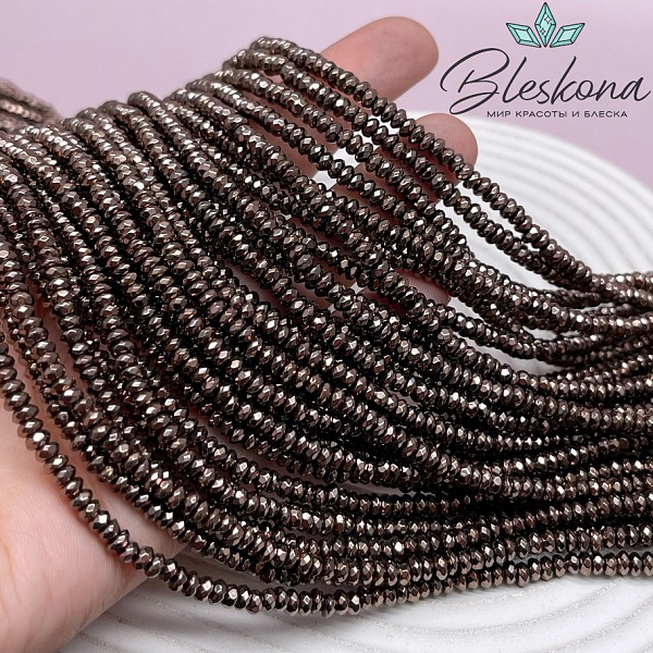 4*2 мм Гематин рондели, цвет коричневый №1 (шоколадный)