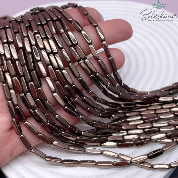 9*3 мм Гематин прямоугольник округленные стороны, цвет коричневый (шоколадный), имитация