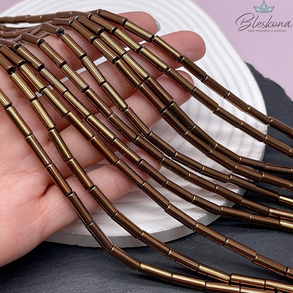 13*4 мм Гематин имитация, цвет коричневый трубочки №1