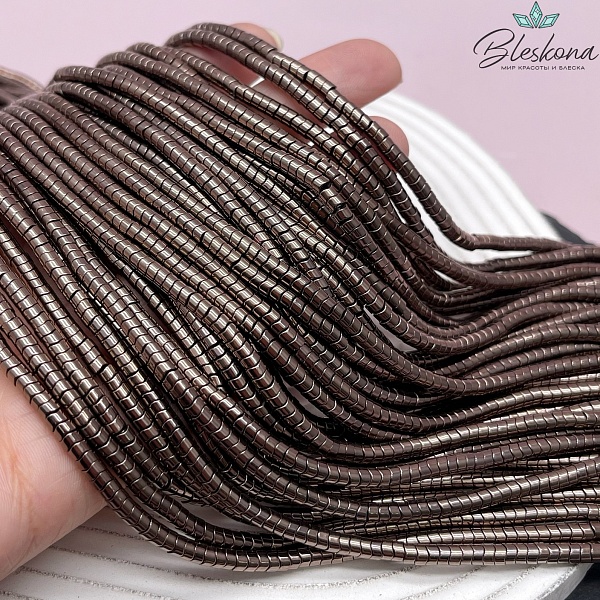 3*2 мм Гематин имитация, цвет коричневый №1 (шоколадный), диски волнистые