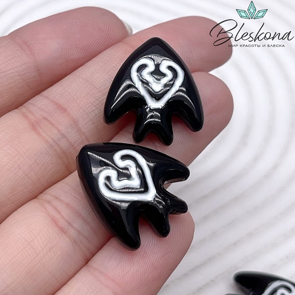 19,5*22 мм Бусина Рыбка черная