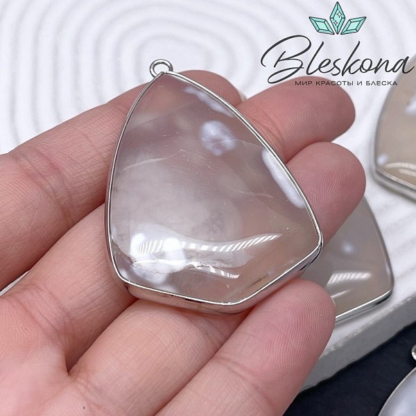 56*38 мм Цвет серебро, Подвеска фриформ Агат
