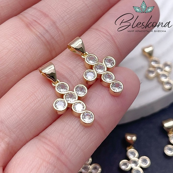 16,5*11 мм Цвет золото, Крест цирконы 