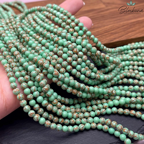 Варисцит зеленый с коричневым узором 4,5 мм (имитация)