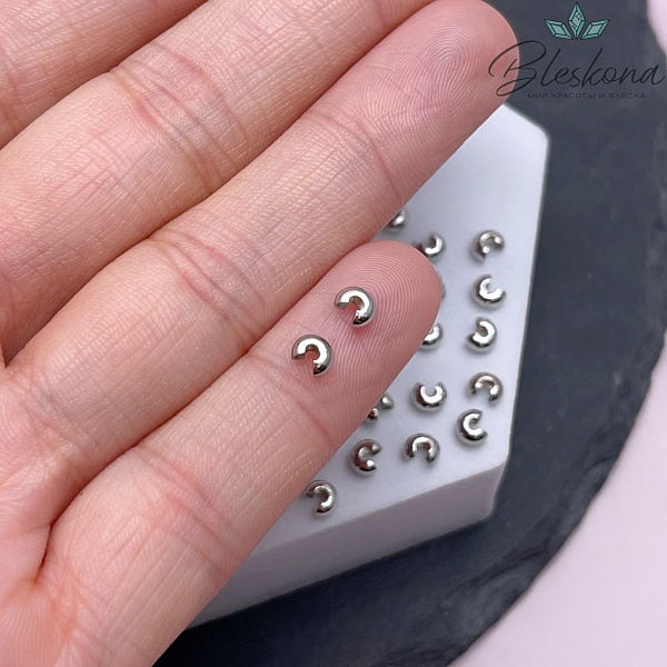 3 мм Цвет серебро, Бусина маскировочная 