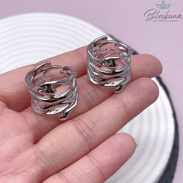 21 мм,Цвет серебро, Кольцо разводы безразмерное 