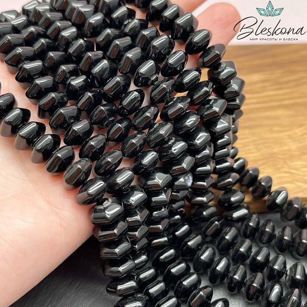 Агат черный шестигранник 11*10 мм