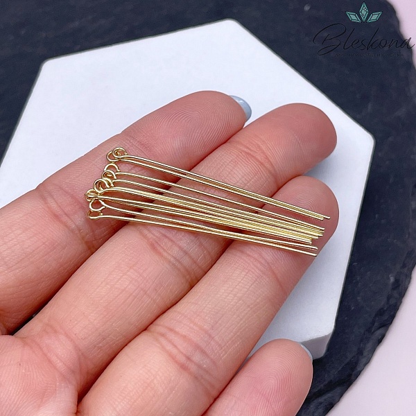 4,5 см*0,7 мм Цвет золото, Пины петелька жесткие уп. 10 шт.