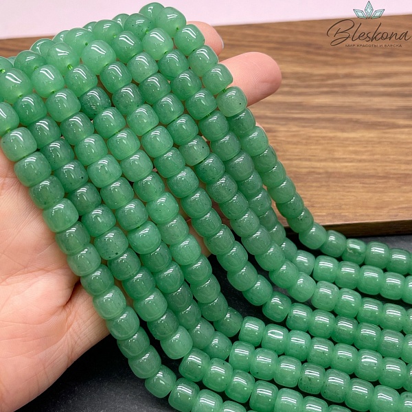  Кварц тонированный зеленый бочата 6*8 мм