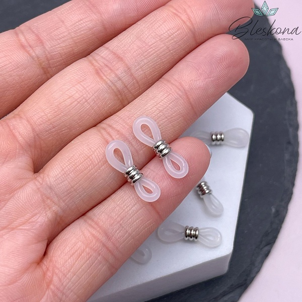 18 мм Цвет серебро, Держатель силиконовый белый