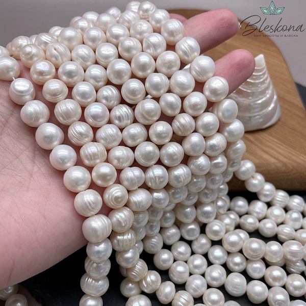 Жемчуг шар белый №1 9,5-10 мм 