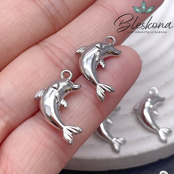 21*12 мм Цвет серебро, Подвеска Дельфин