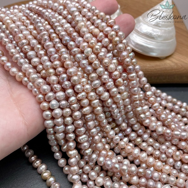 Жемчуг натуральный фиолетовый 5,5-6 мм 