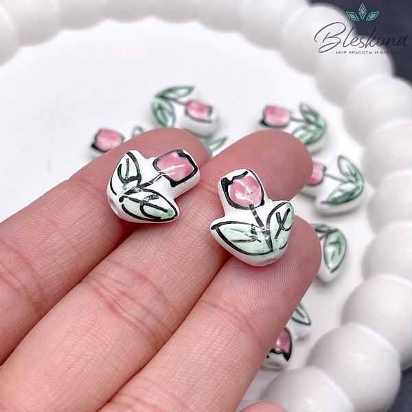 16*14,5 мм Бусина Тюльпан розовый 